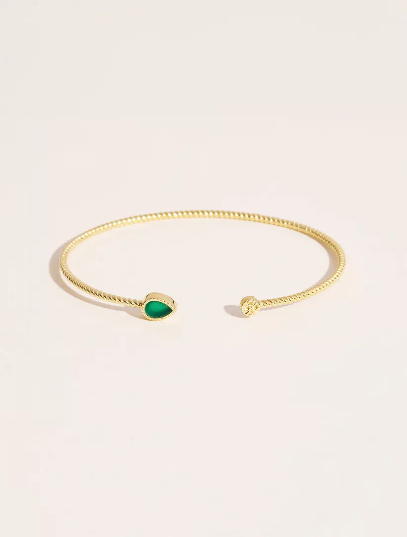 Be Maad Bali bracelet jonc or j onyx vert ajust