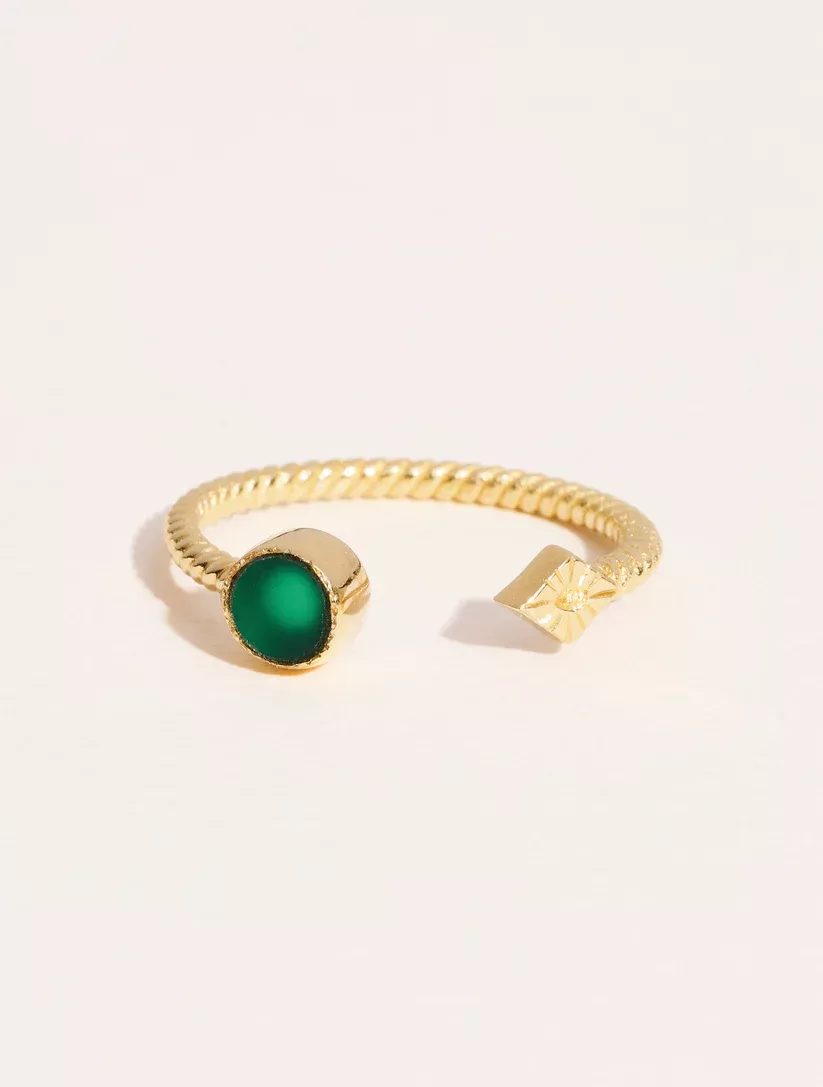 Be Maad Livy bague or j onyx vert ajust