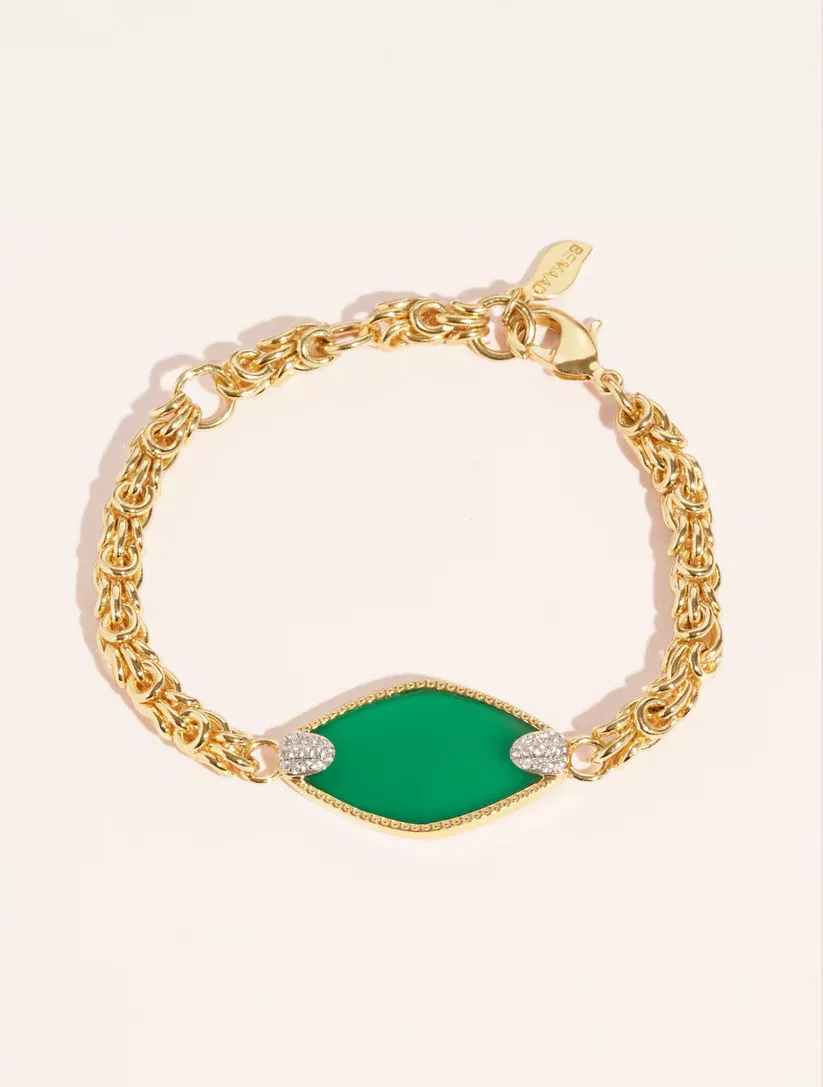 Be Maad Mayan bracelet onyx vert zirc 16 à 19cm