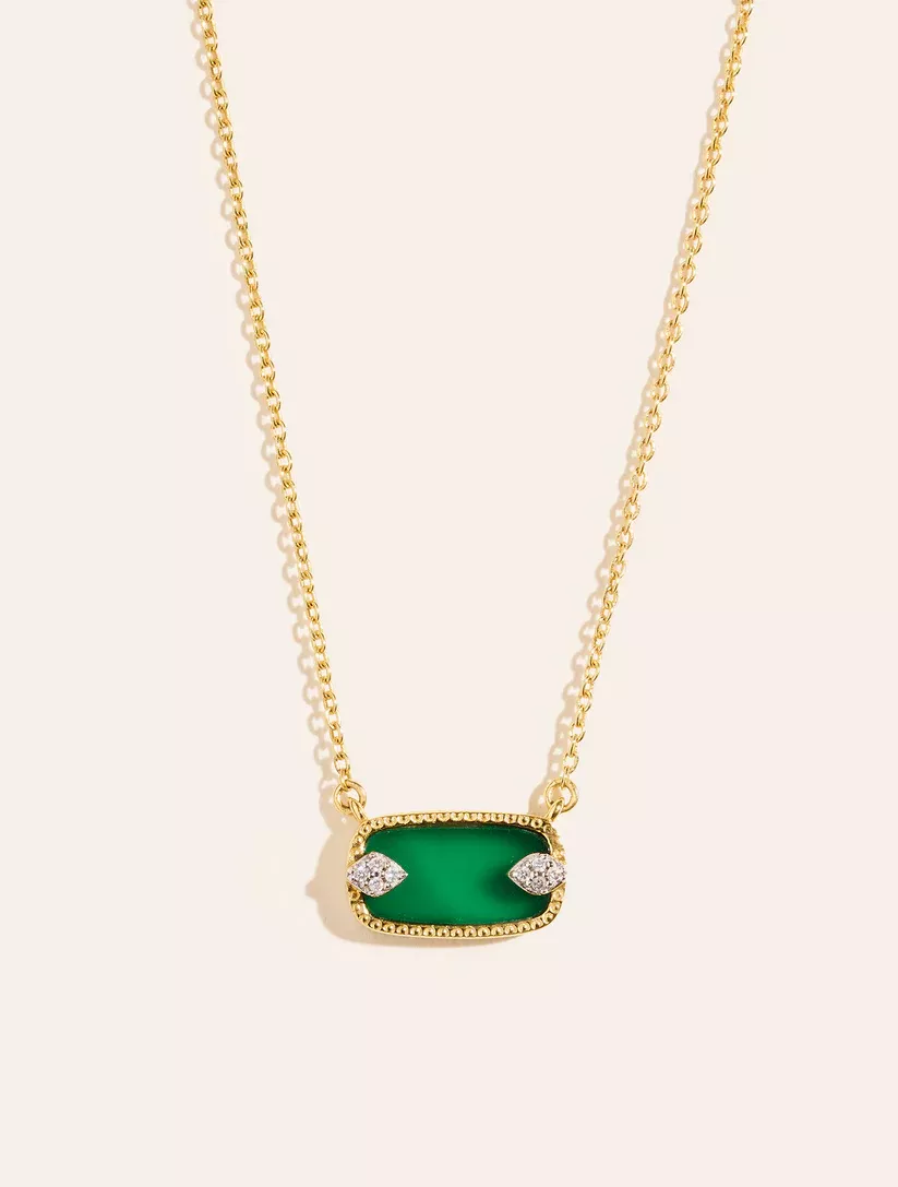 Be Maad Sangha collier onyx vert zirc 38 à 43cm
