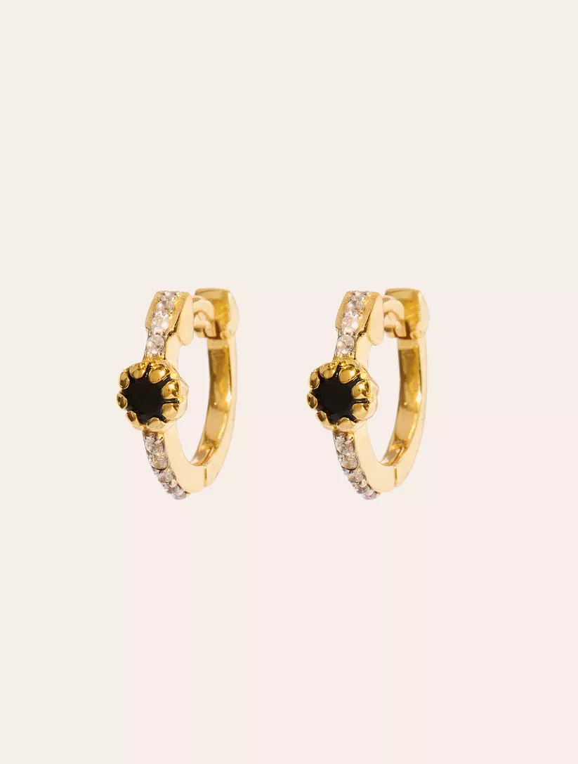 Be Maad Rive d'or boucles or j onyx noir 1cm