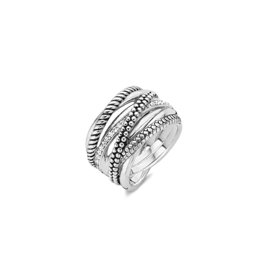 Ti Sento bague baroque noir torsadée L 58mm