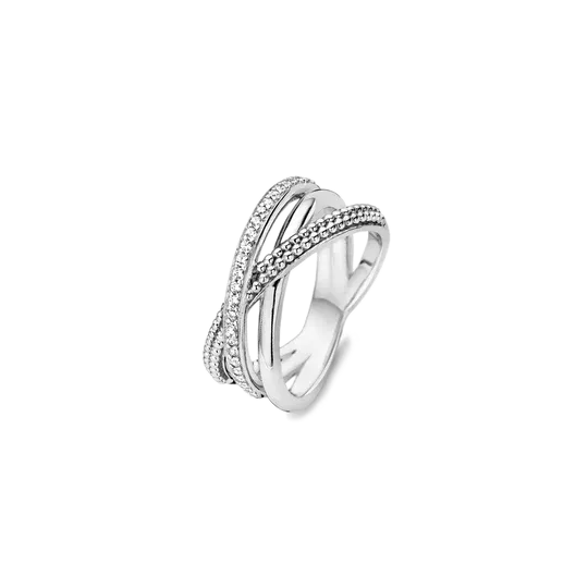 Ti Sento bague baroque noir torsadée M 54mm