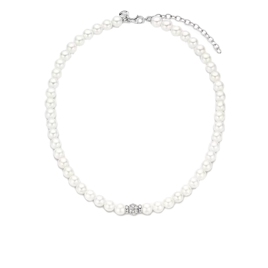 Ti Sento collier perles blanc ag platine 42cm
