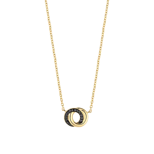 Ti Sento collier double ronds zirc noirs or j 42cm
