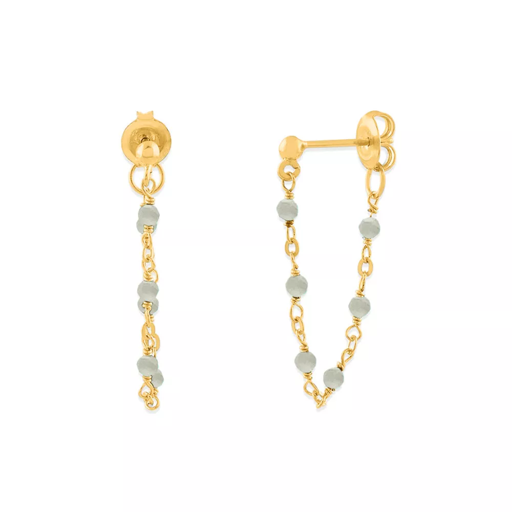 Orus boucles créoles pend labradorite blanc