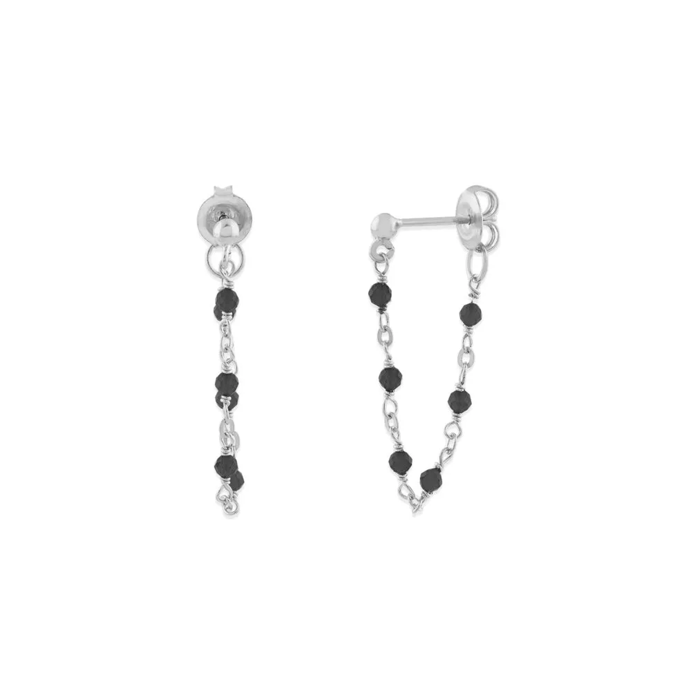 Orus boucles créoles spinelle noir blanc