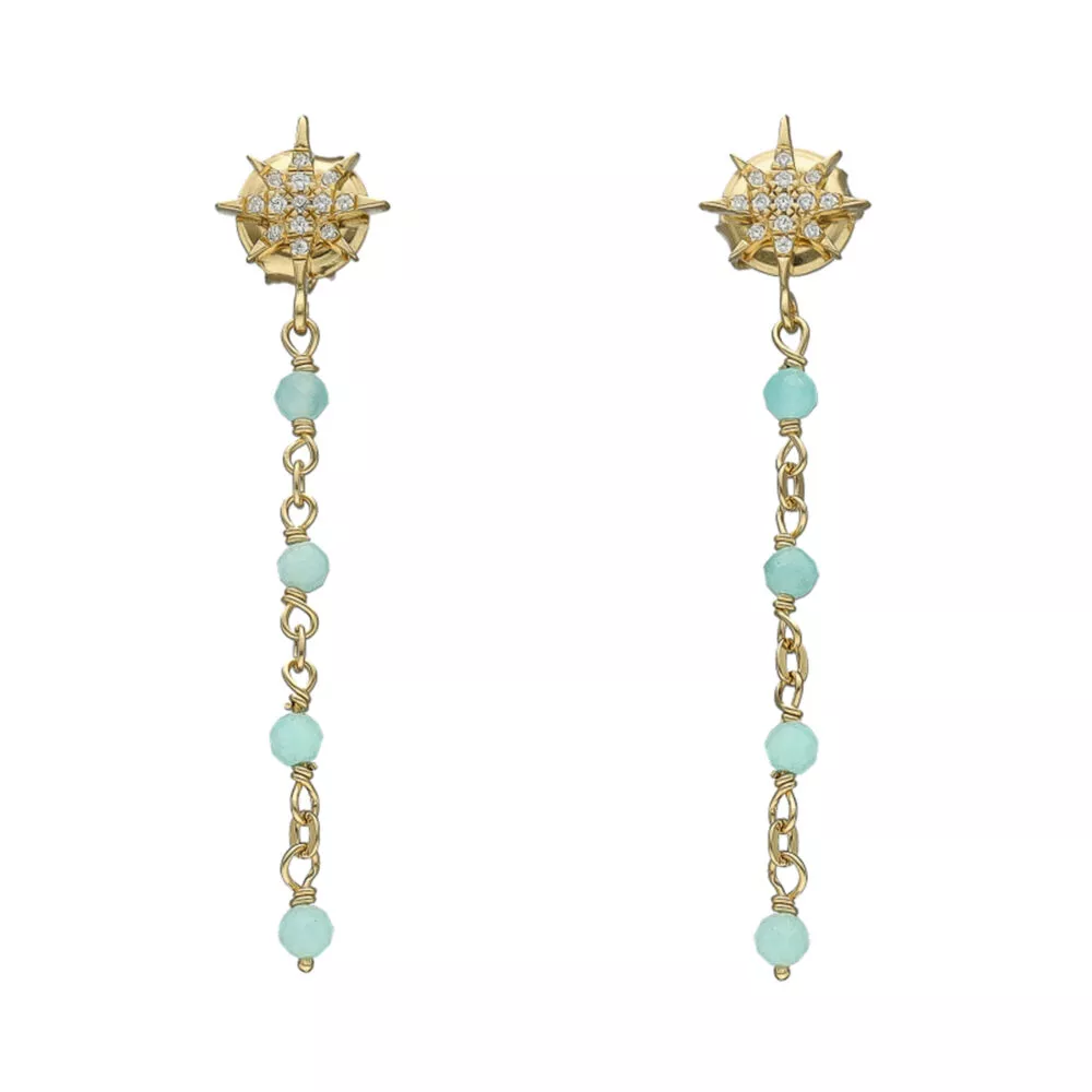Orus boucles étoile jaune amazonite pend/clous 3cm
