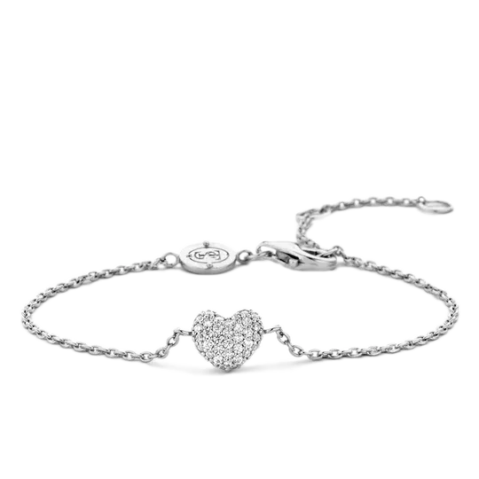 Ti Sento bracelet fin coeur serti blanc 19 ajust