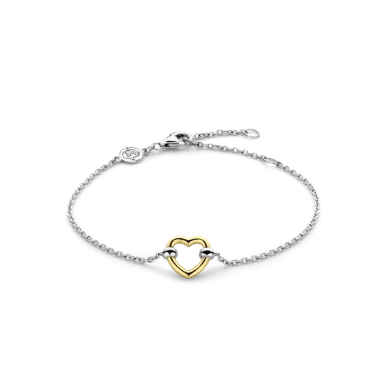Ti Sento bracelet bicolore j fin coeur 19 ajust