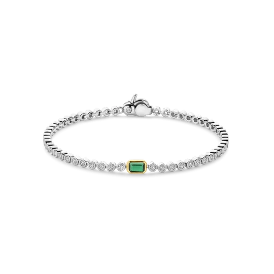 Ti Sento bracelet tennis ag plaqué émeraude M