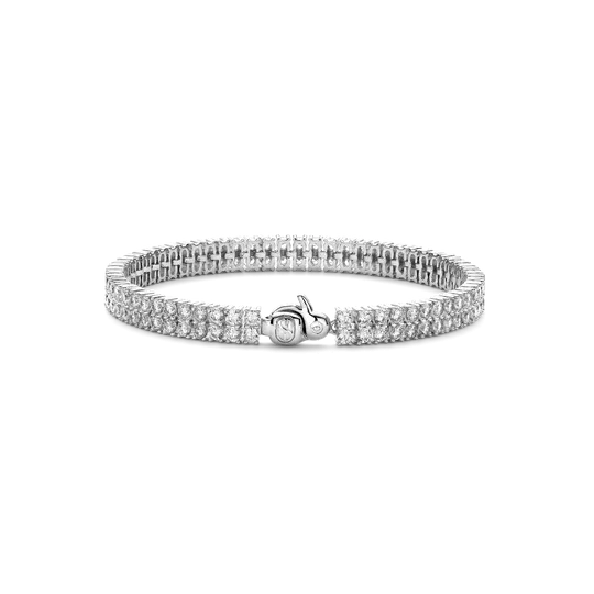 Ti Sento bracelet tennis double carré ag plat M