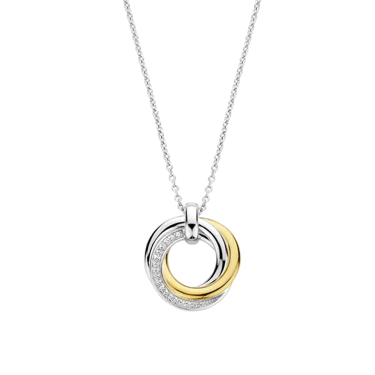 Ti Sento collier double ronds bicol or j 42cm