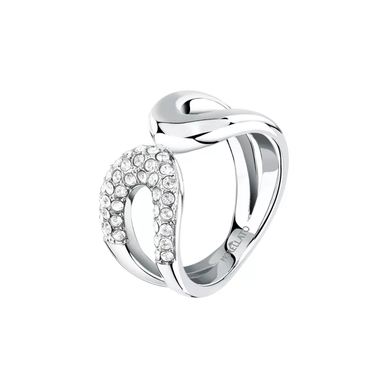 Morellato acier blanc 1/2 rond pavé 56mm