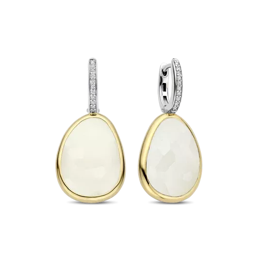 Ti Sento boucles jaune pierre nacre zircons