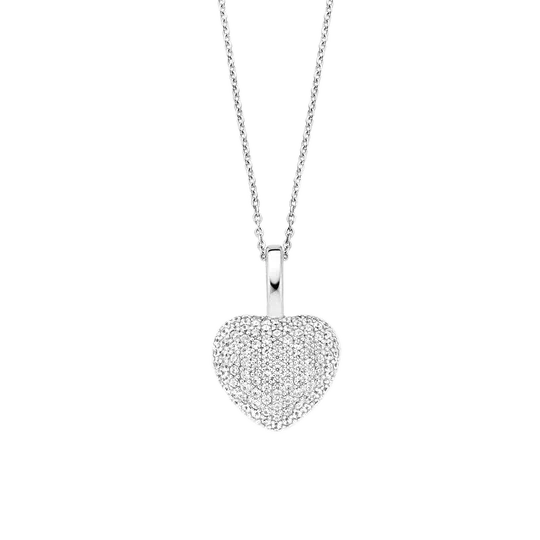 Ti Sento collier fin coeur argent full serti 42cm
