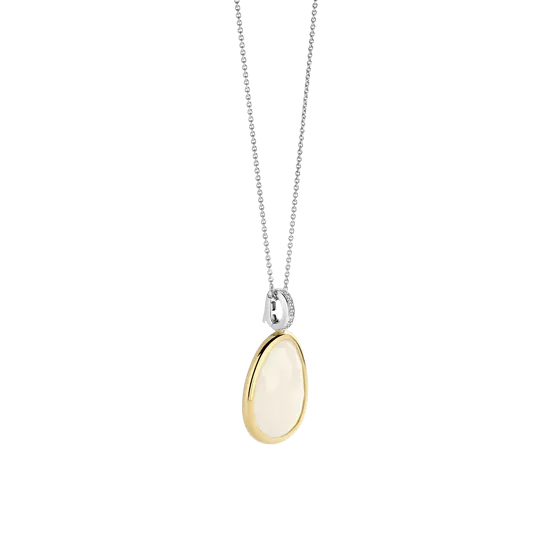 Ti Sento collier fin jaune pierre nacre 42cm