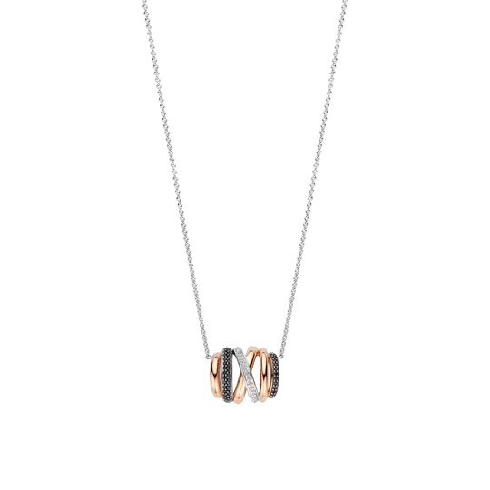 Ti Sento collier rose & zircons noirs 42cm