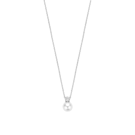 Ti Sento collier perles blanc ag platine 42cm