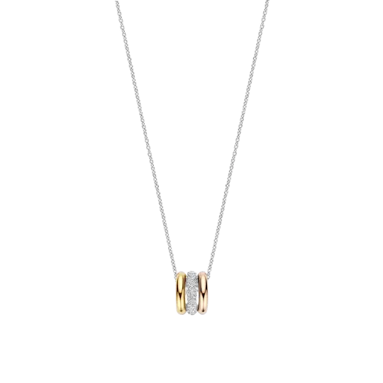 Ti Sento collier tricolore 3 anneaux 42cm