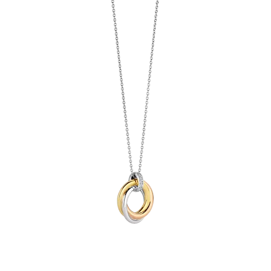 Ti Sento collier double ronds tricolore 42cm